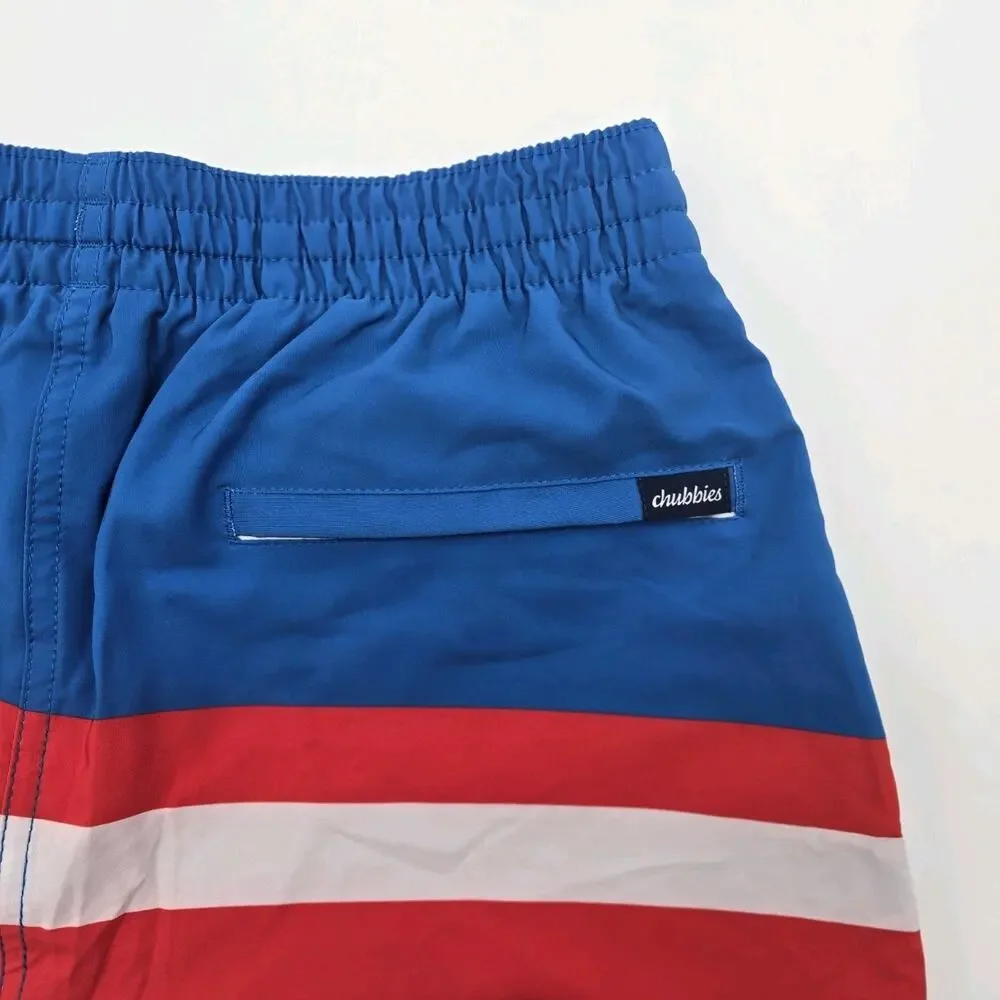 Chubbies Swim Trunks Men Small 5.5 Inch Blue Pump Flag 4th July Shorts Liner